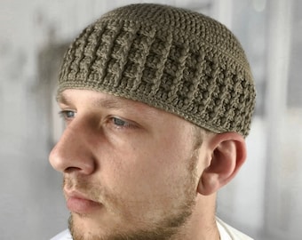 Prière islamique kufi Grande taille Omra cadeau Crochet bonnet homme Grand kufi musulman fait sur mesure Anniversaire, Ramadan, Namaz, Cadeau de Noël pour lui