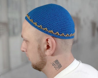 Kippa Juive Crochetée Homme, Yarmulke Ajustable, Couvre-chef Ethnique Traditionnel