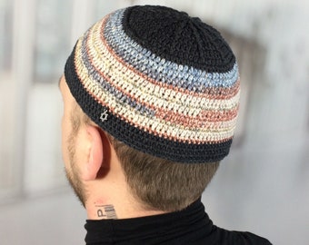 Autumn kippah XXL Custom large knit kippah Kippot Jewish yarmulke Rosh Hashanah Passover Hanukkah Bar Mitzvah Gift for him