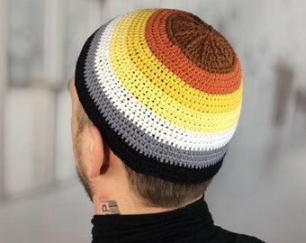 Custom crochet beanie men Gay bear Flag Pride Hat LGBTQ rainbow beanie Kippah LGBTQ accessories LGBT gift Pride fashion