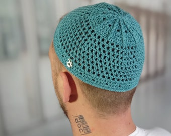 Breathable bamboo kippah Large mesh kippot Magen David elastic yarmulke Rosh Hashanah Passover Hanukkah Bar Mitzvah Shabbat Jewish gift