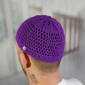 Breathable bamboo kippah for summer Large mesh kippot Magen David elastic yarmulke Rosh Hashanah Passover Hanukkah Bar Mitzvah Jewish gift