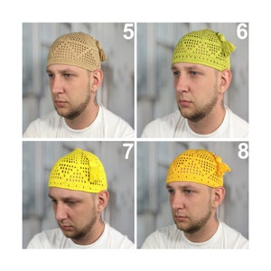 Tassel kufi hat Crochet skullcap Summer beanie men Muslim Prayer kufi Spring mens cotton scull cap Birthday Ramadan Namaz gift for him