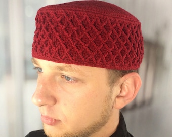 Kufi Gorros grandes para hombre Oración islámica kufi Regalo Umrah de gran tamaño Gorro de ganchillo hombres accesorios musulmanes Cumpleaños Ramadán Namaz regalo