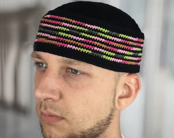Kufi large Crochet beanie men Spring hats Musician hat Spring Muslim accessories Birthday gifts for him