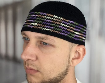Large kufi Crochet beanie men Spring hats Musician hat Birthday gifts for him