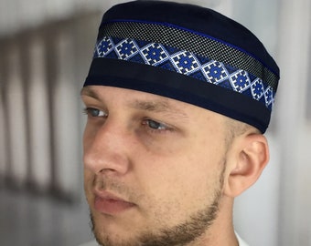 Set Of 2 Handmade Crochet Muslim Skull Caps (Taqiyah/Kufi) - Light Blue & Purple, One Size Fits Most - View #7