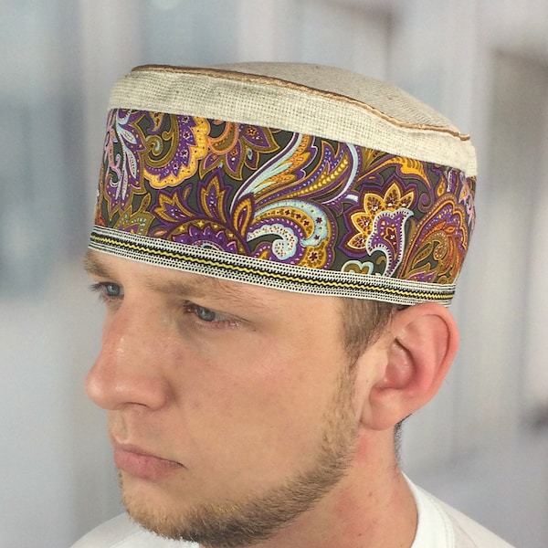 Muslim prayer kufi hat Embroidered ethnic kufi Muslim accessories Ramadan Namaz Birthday Christmas gifts for him