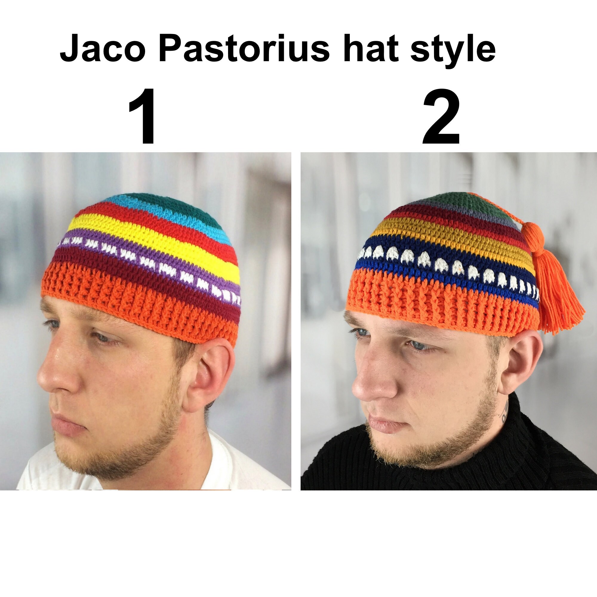 Crocheted Kufi Hat: Multi-colored Fisherman Beanie for Musicians