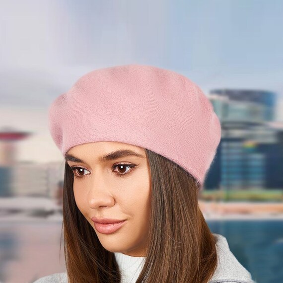 Angora Wool Knit Beret: Classic French Style Winter Hat - Etsy display picture 1