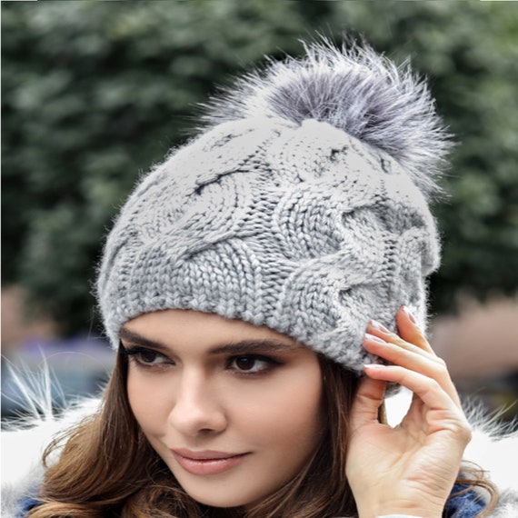 Alpaga laine tricot slouchy bonnet femmes hiver chaud gros bonnet