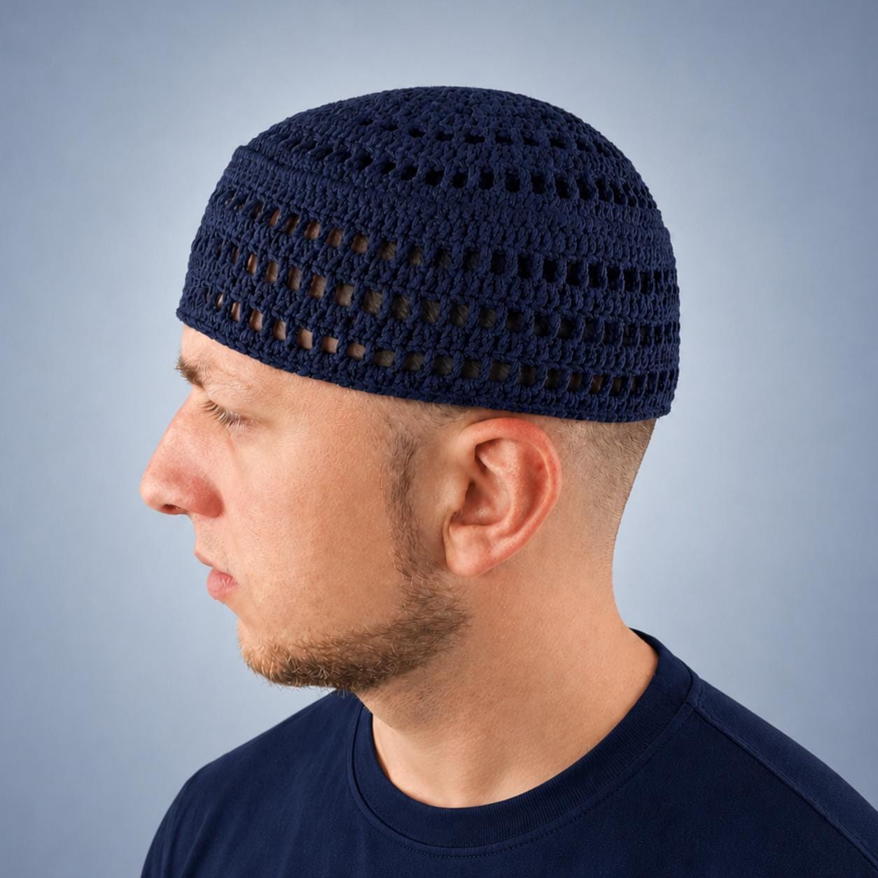 Large Size Kufi Cotton Muslim Skullcap Crochet Men's Beanie Hat