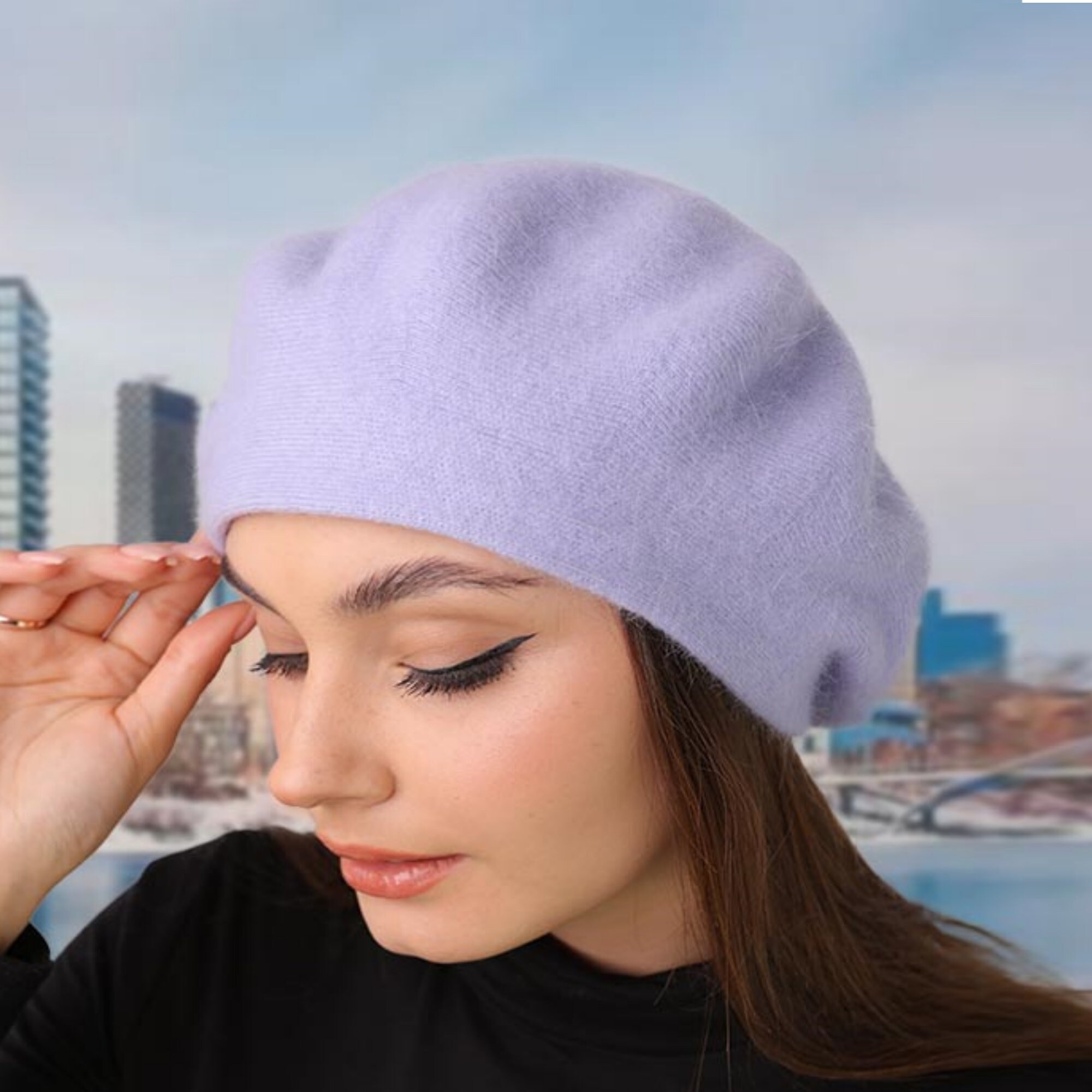 3974 Womens Winter Beret Hat, Angora Knitted Beanie Cap Fall Winter French il_fullxfull.6366800430_m406.jpg main image 4