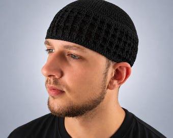 Kufi Hat: Crochet Prayer Cap for Muslim men Eid, Ramadan gift Custom size