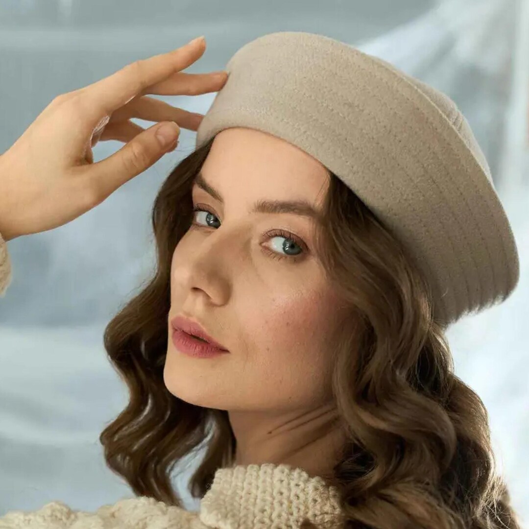 Cashmere Sailor Hat: Elegant Women's Dixie Cup Cap One Size M-L 55