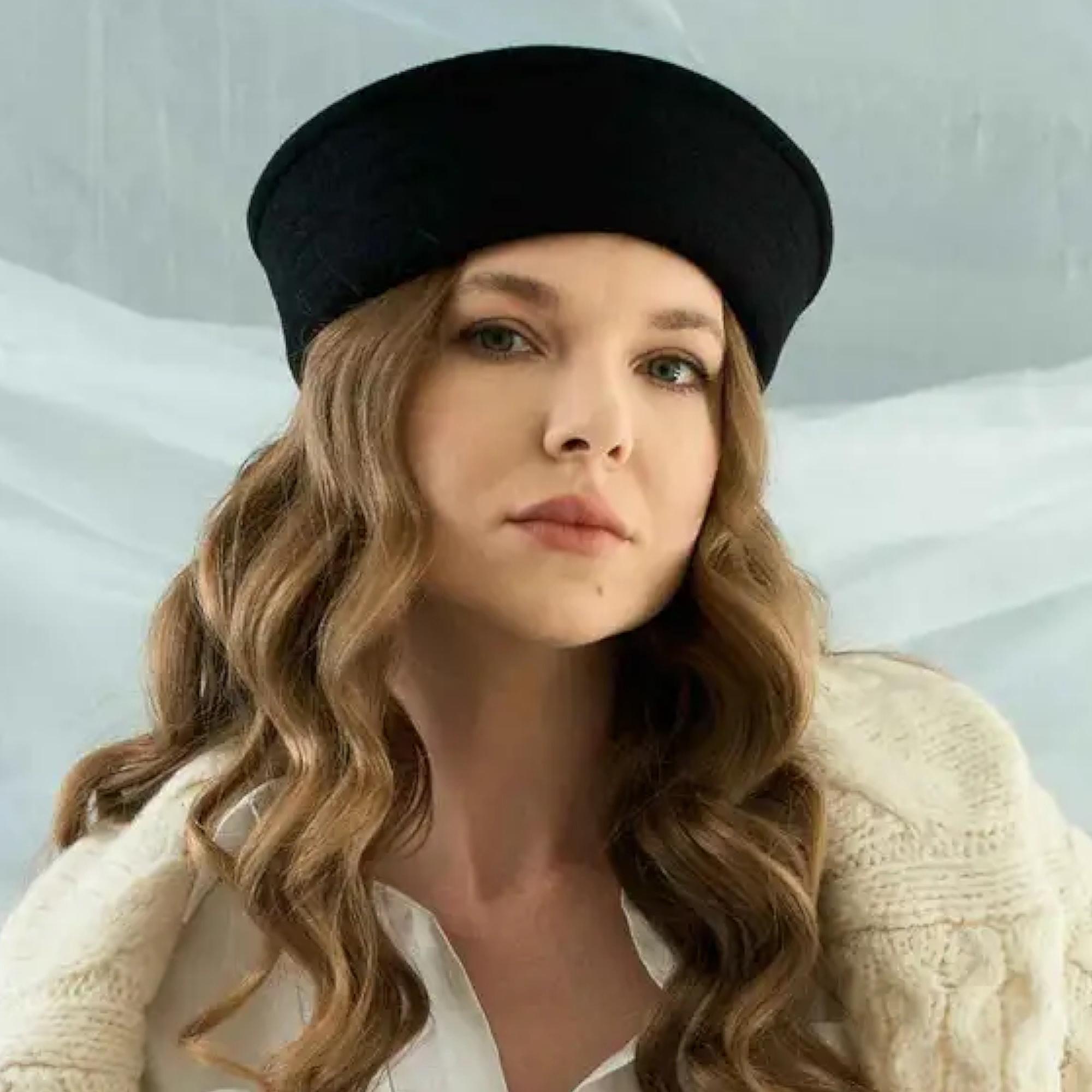 Cashmere Sailor Hat: Elegant Women's Dixie Cup Cap One Size M-L 55