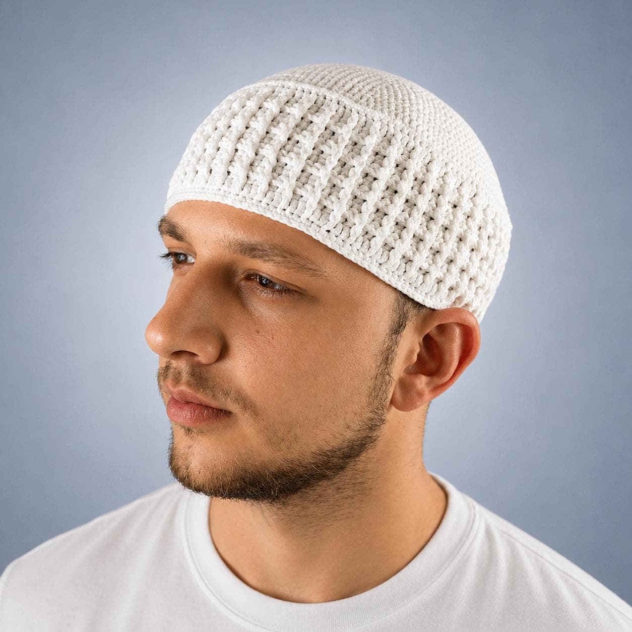 Handmade Kufi Hat Muslim Beanie With Textured 3D Pattern Islamic