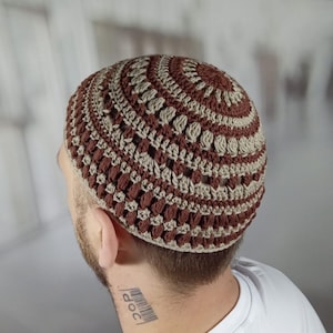 Crochet Weave Kippah: Custom Knit Yarmulke for Big Head