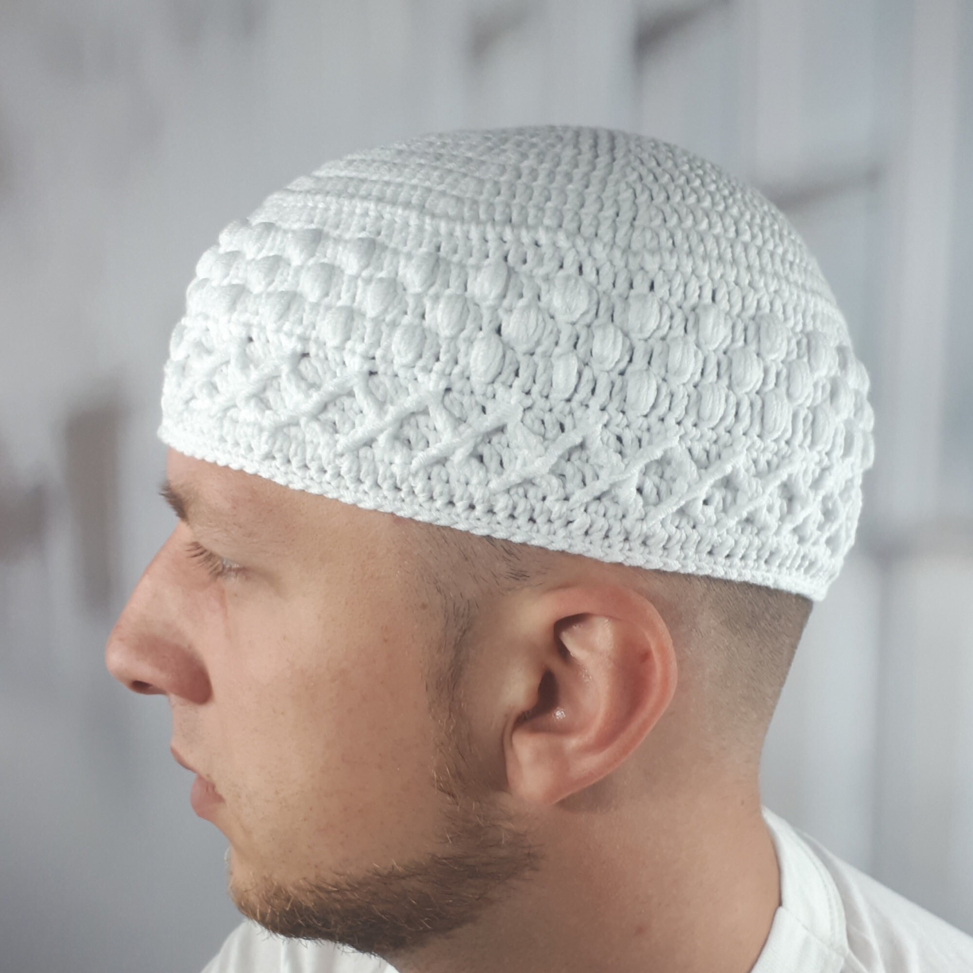 Bonnet De Prière Musulman Homme - Kufi Brodé Géométrique, Coton Respirant, Pour Ramadan, Aïd, Prière - Taille Ajustable