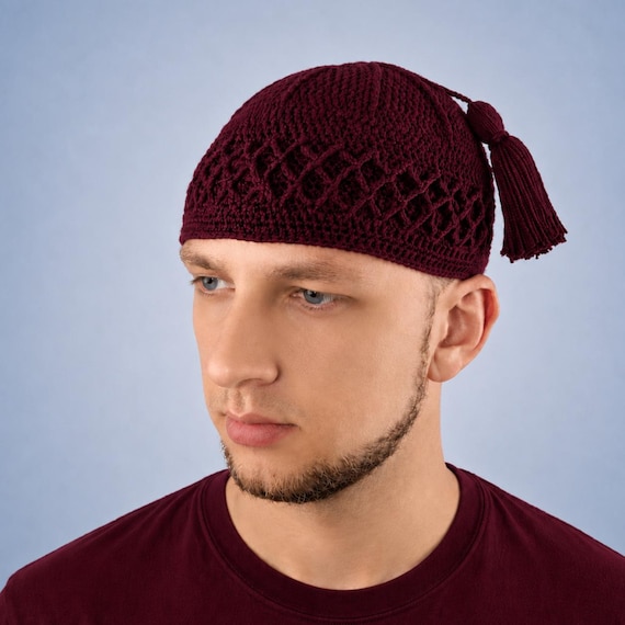 Unisex Muslim Prayer Cap Kufi Skullies Beanie Cotton Blend Handmade IMAHAM: HANDCRAFTED FLOWER Unisex Kufi Men Multicolor Koofi  main image 2