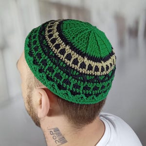 Frik knit kippah for big head Custom crochet kippot Jewish yarmulke Rosh Hashanah Passover Hanukkah Bar Mitzvah High holidays gift for him
