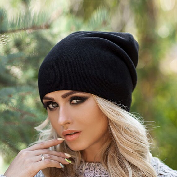 Unisex Slouch Beanie Double-Layer Knit Merino Wool Retro Minimal Chic Double Layered Slouchy Beanie Unisex Hand Knit Classic  main image 2
