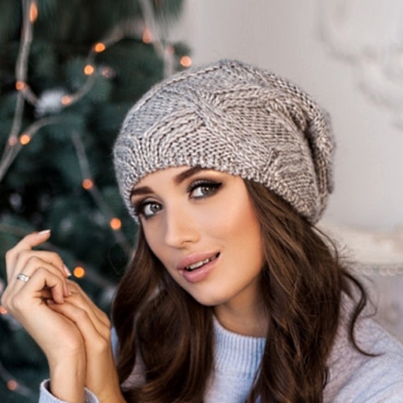 Invierno Slouchy Sombreros Mujeres Alpaca lana gorro de punto sombrero  Slouch gorro mujeres Chunky punto slouchy gorro cumpleaños regalos de  Navidad para ella -  México