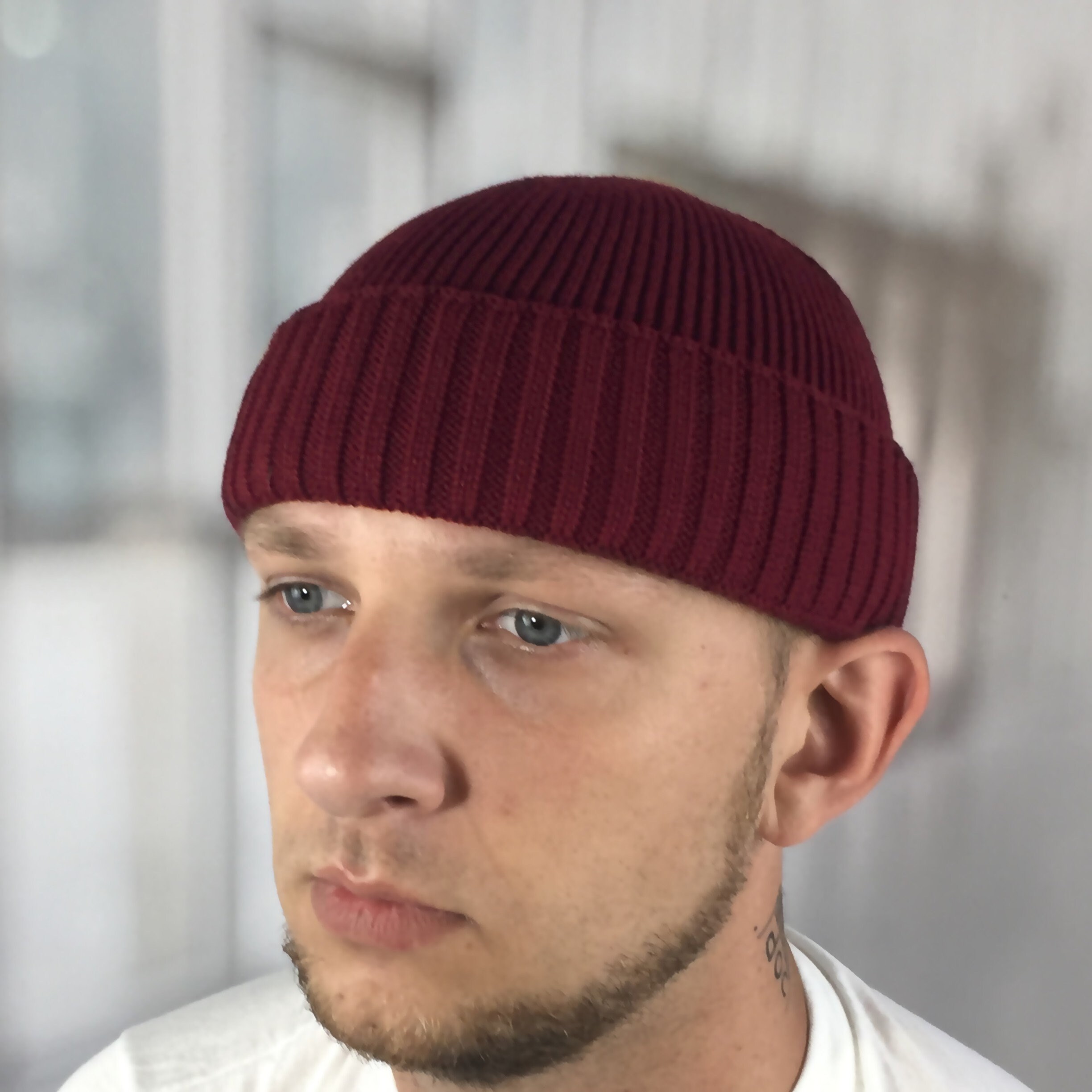 Short fisherman beanie hat Wool docker beanie Cuffed trawler Etsy