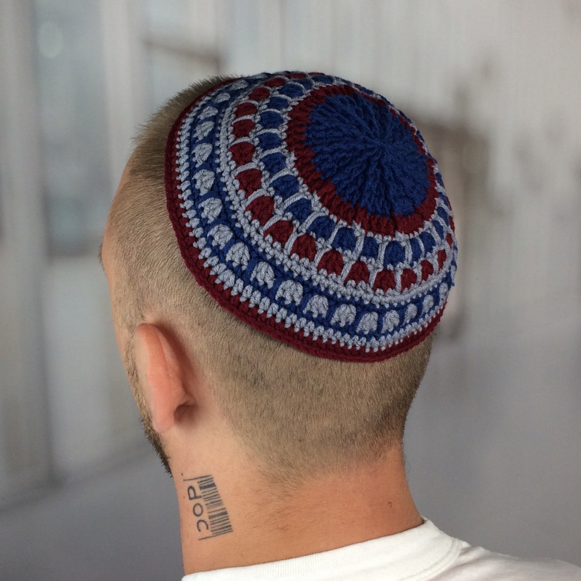 Frik Kippah Large Knit Kippah Jew Custom Crochet Kippot Etsy