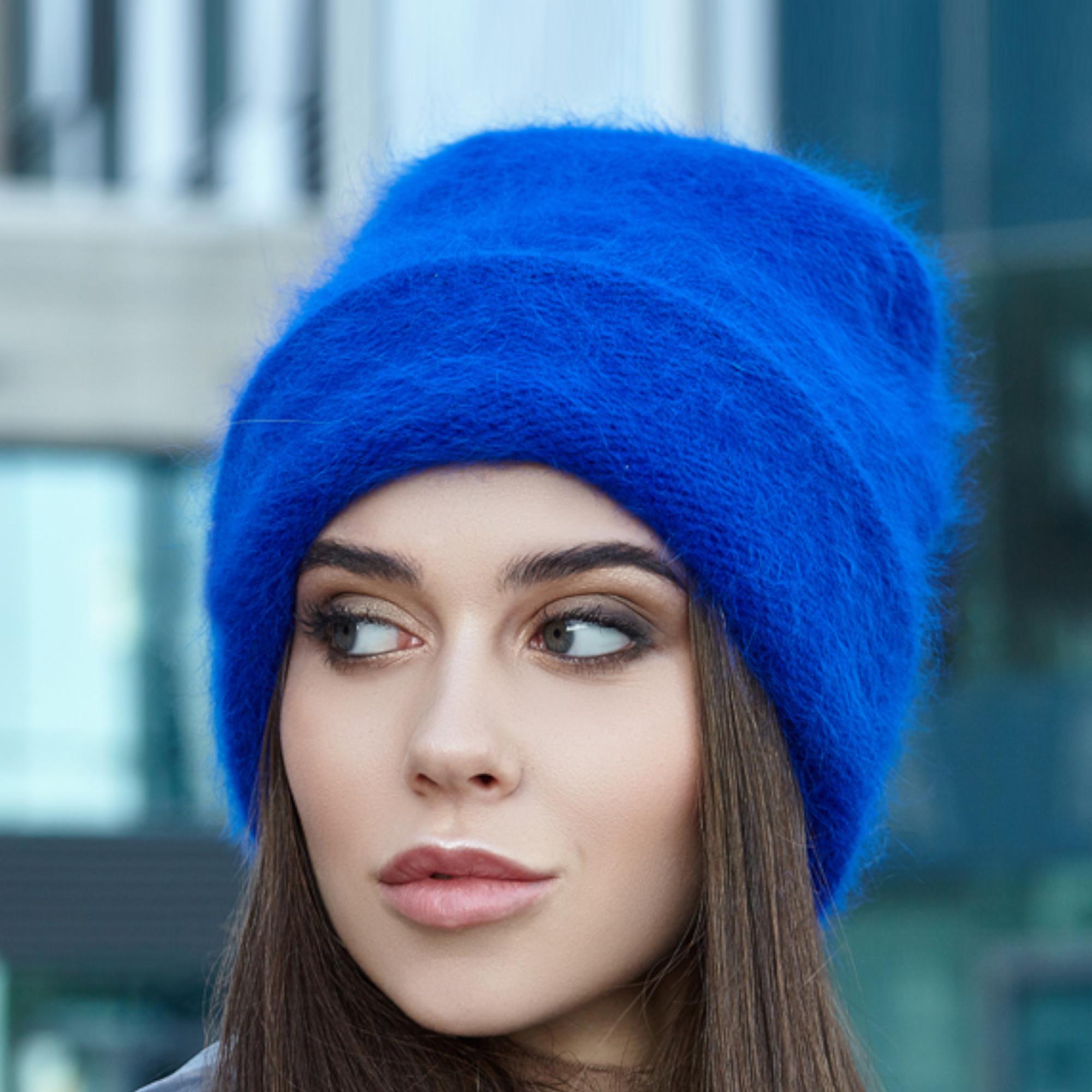Beautiful Wool/ Angora Hat Fuzzy Gray Angora Wool Beanie Hat, Cozy Hand Knit Wool Hat  main image 4