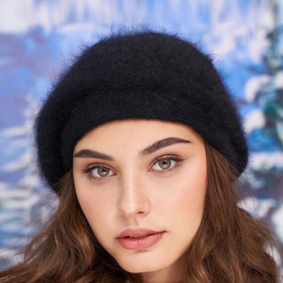 Cashmere Knit Beret for Women Angora 