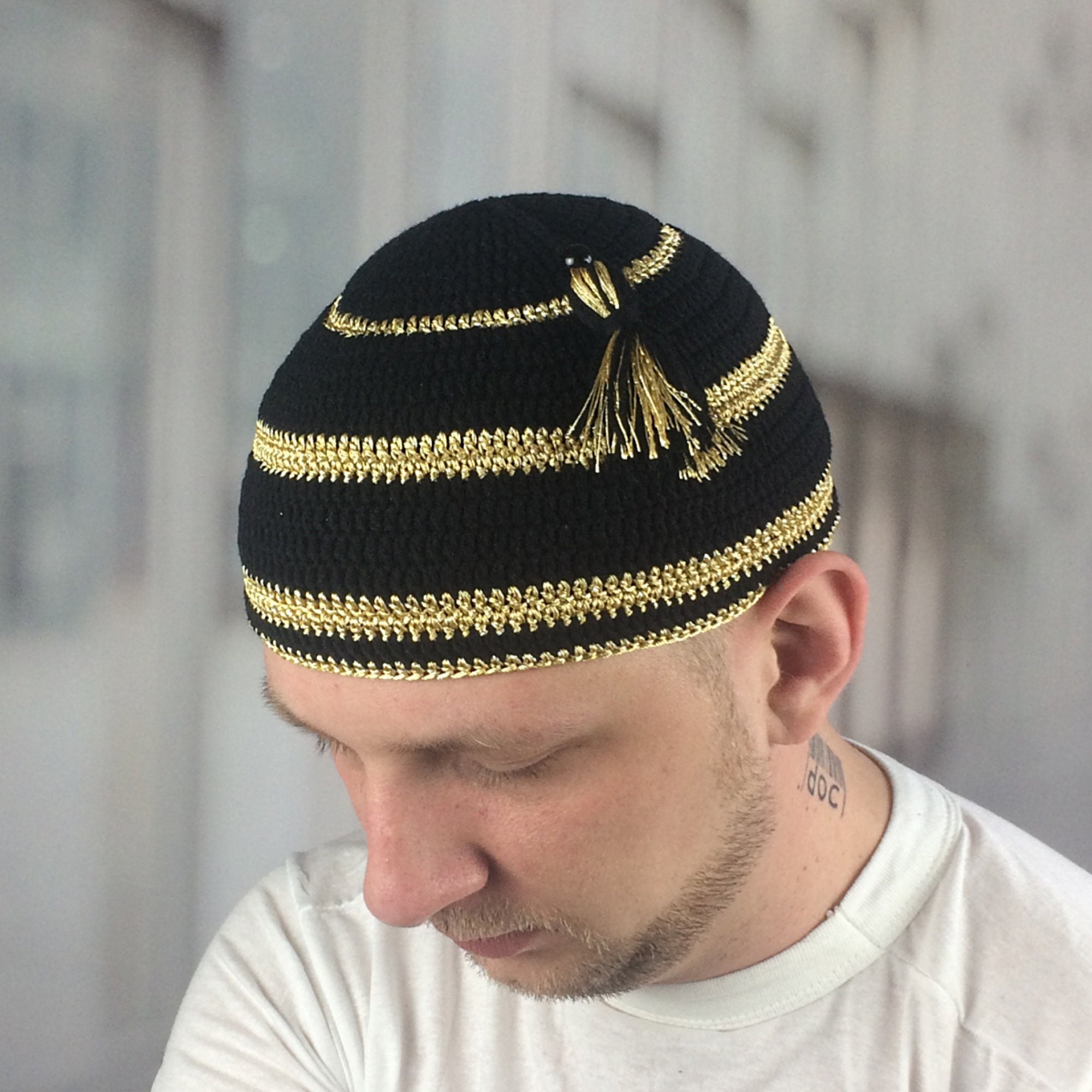 Grands bonnets pour hommes kufi prière islamique kufi grande taille Omra  cadeau bonnet au crochet homme accessoires musulmans cadeau d'anniversaire  Ramadan Namaz -  France