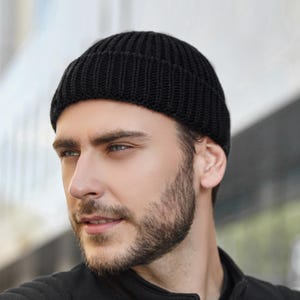Wool Fisherman Beanie: Mens Knit Docker Hat