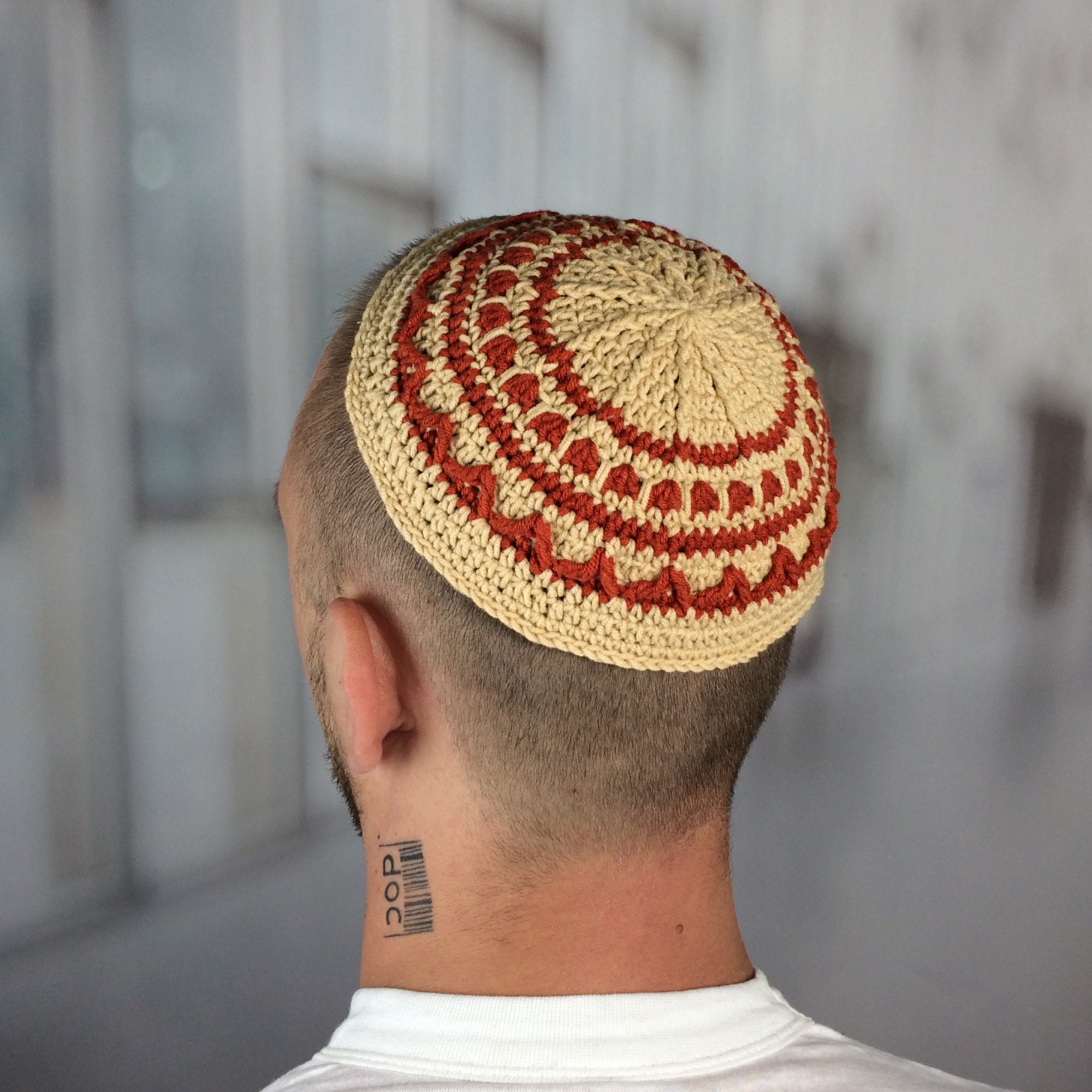 Kippa Juive Crochetée Traditionnelle - Yarmoulke Multicolore Pour Homme - Taille Réglable