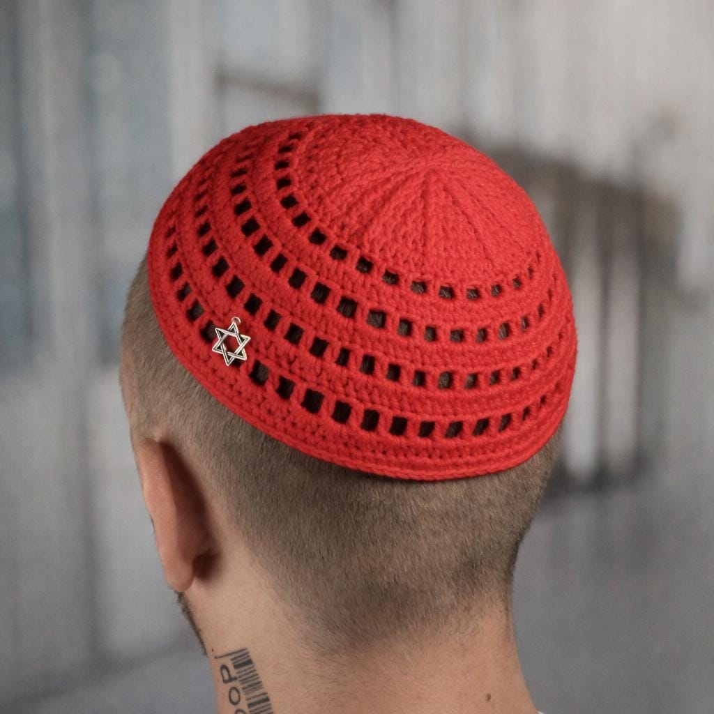 JL Kippha's Alta Qualità Cotone Ricamato Adulti Lavoro A Maglia Nero