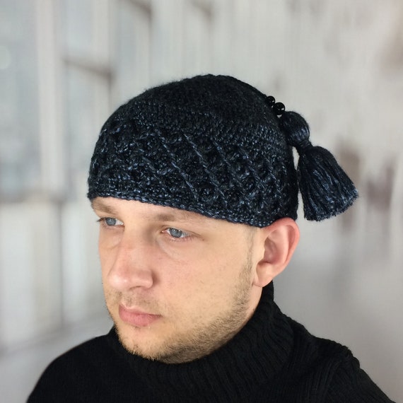 Crochet Wool Kufi Hat: Muslim Prayer Beanie With Tassel - Etsy