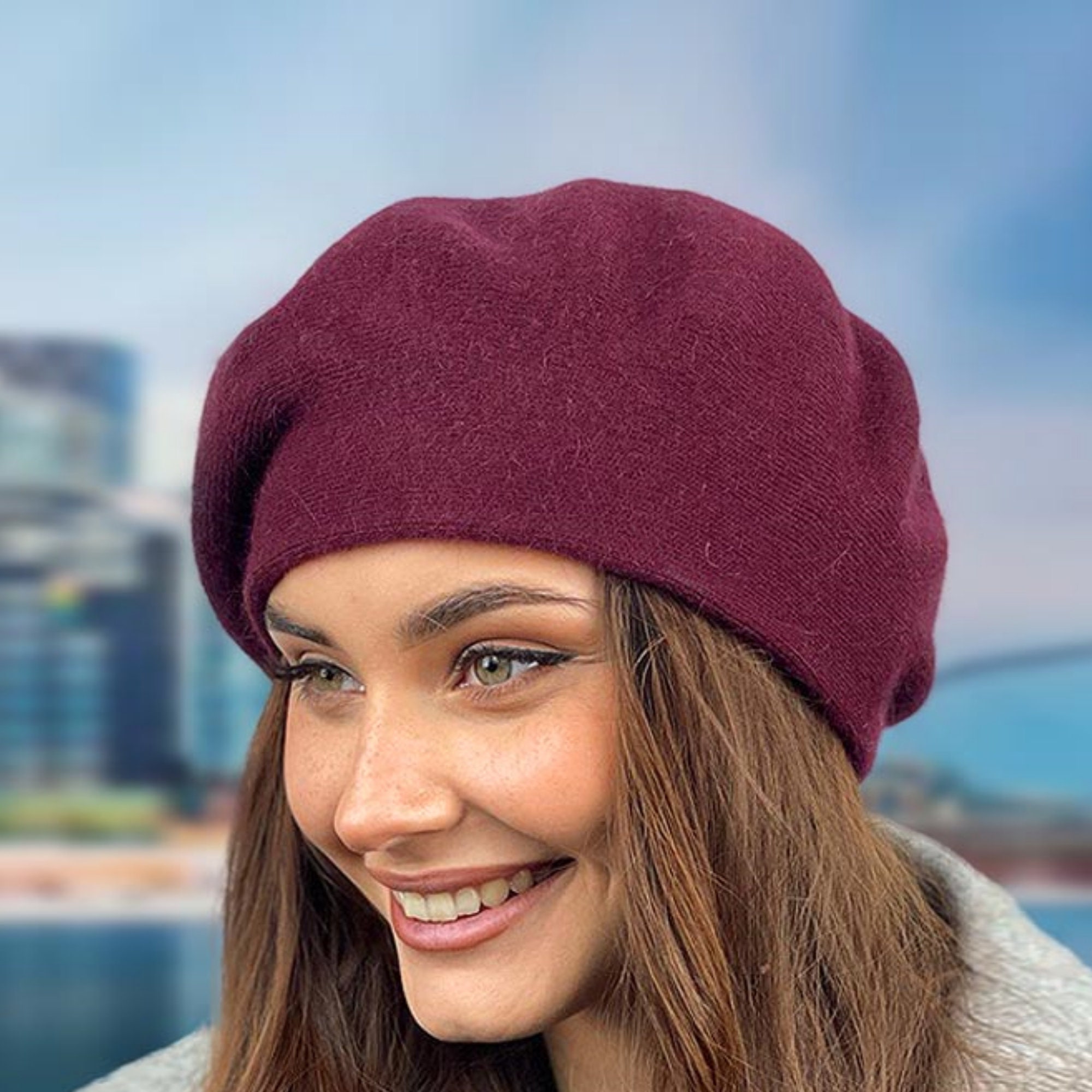 Angora Wool Knit Beret: Classic French Style Winter Hat - Etsy display picture 2