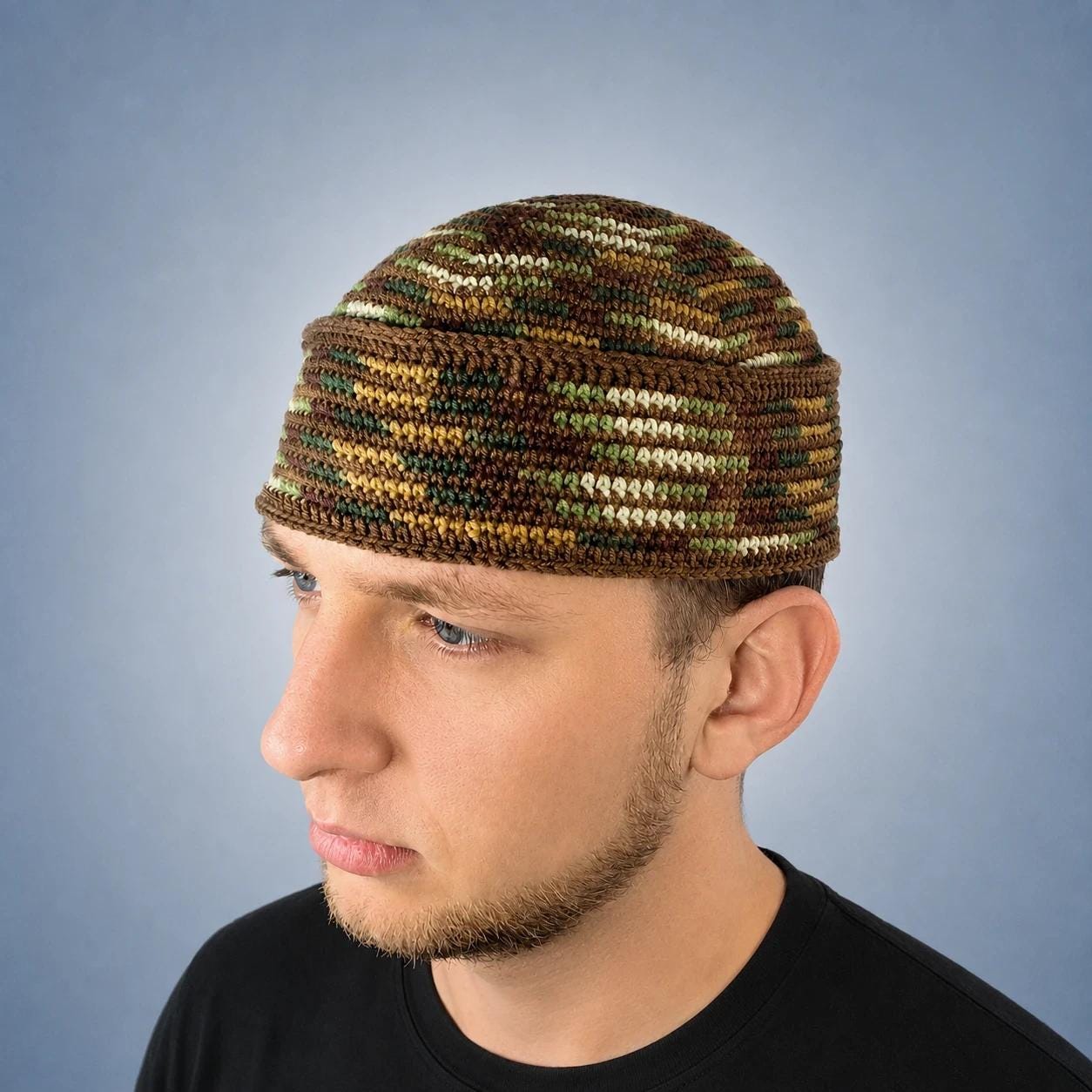 Jim Brown Green Kufi Hat Crochet Pan African Heritage Inspired