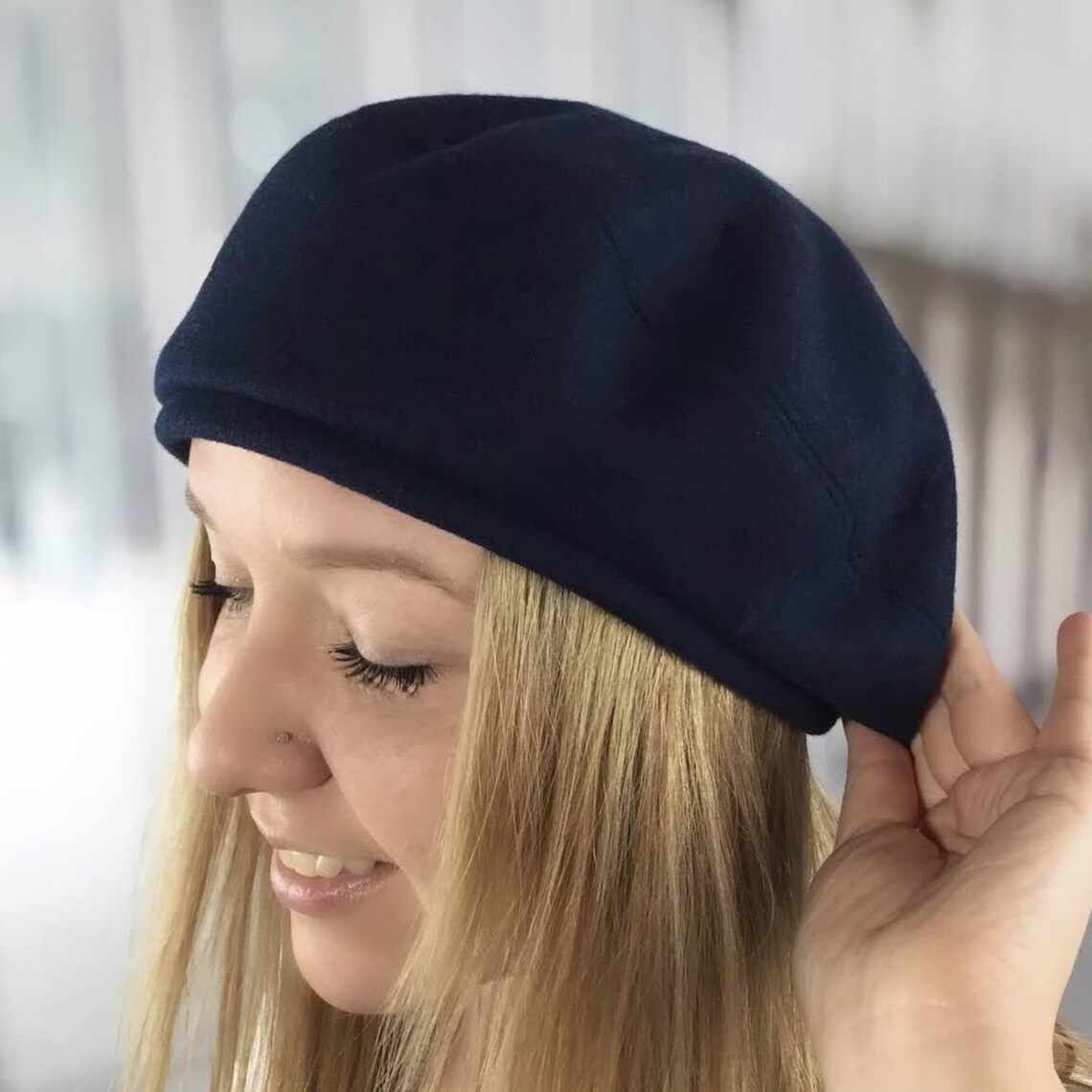 Black cashmere beret women Way Dior french beret Etsy