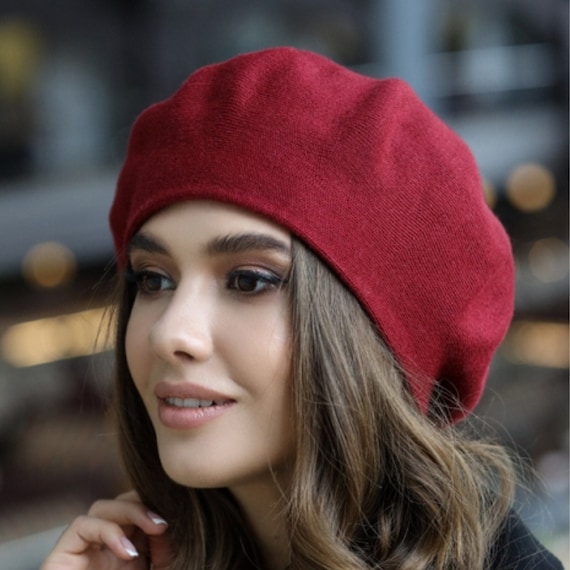 Oversized Knit Beret for Women Alpaca 