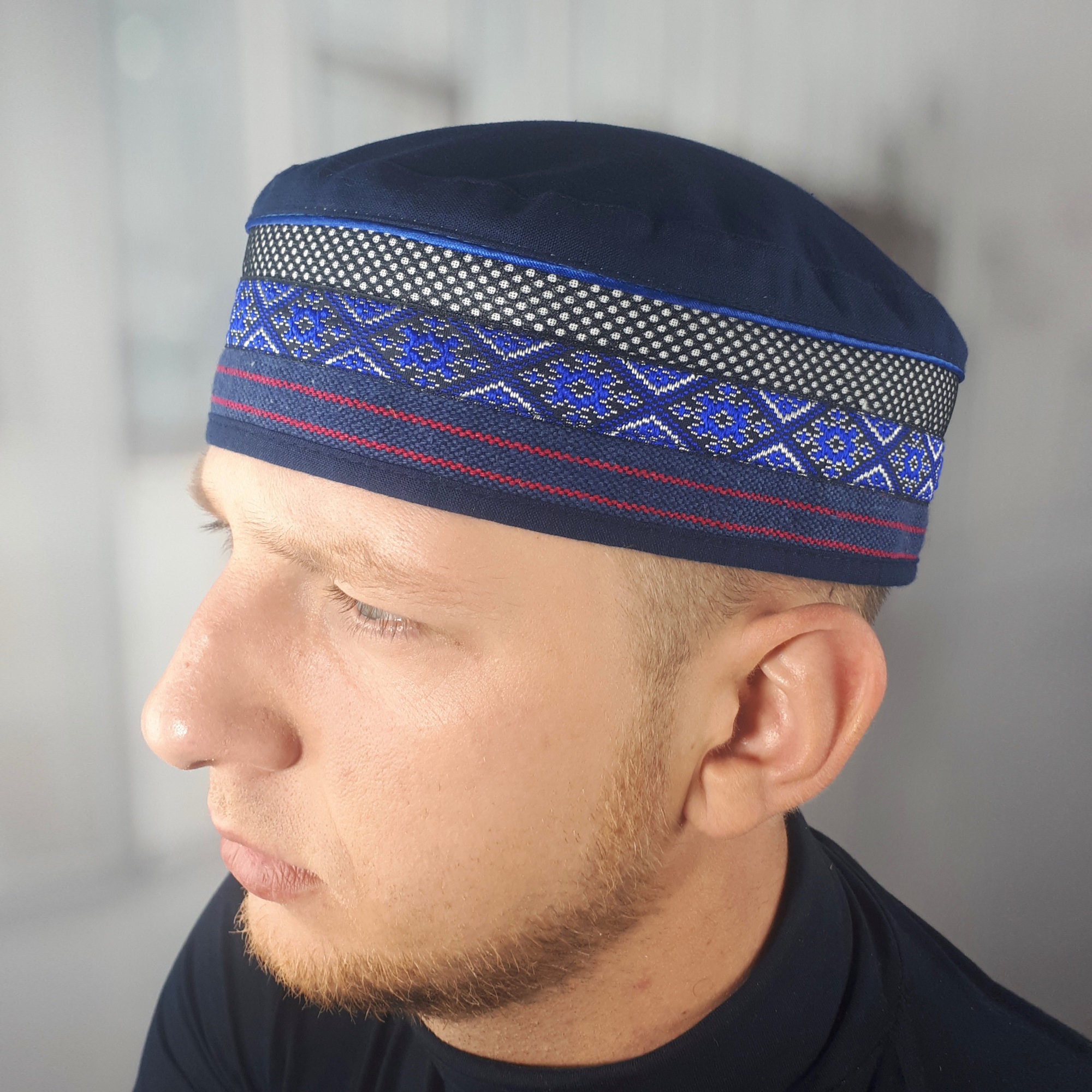 Black kufi hat mens Muslim linen kufi hat Summer skull cap for Etsy