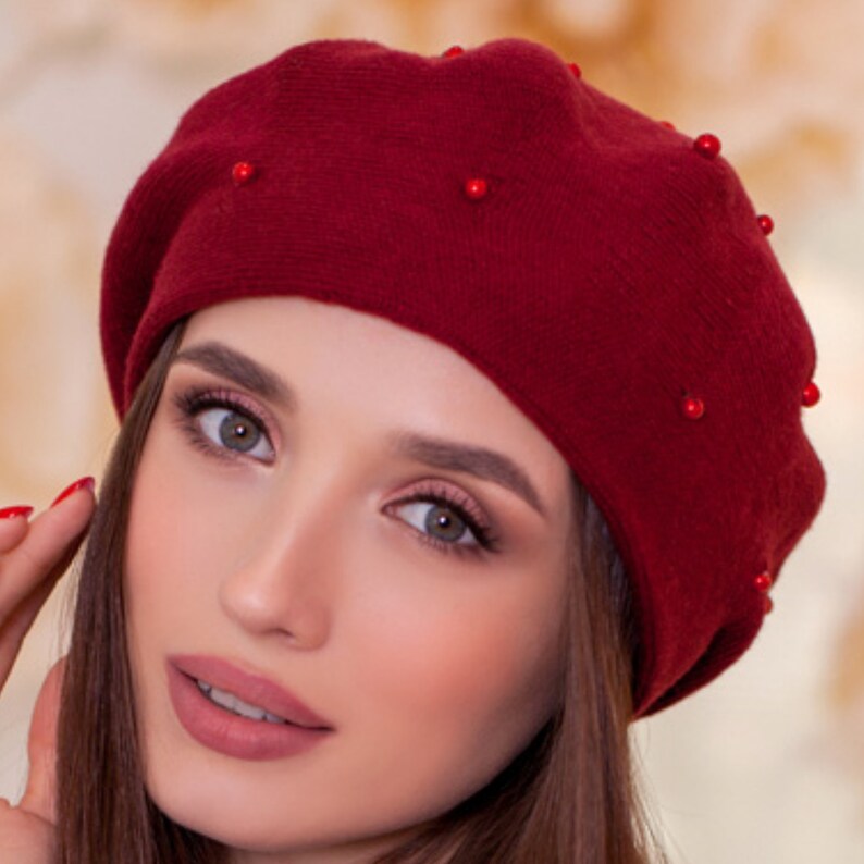 White Knit Beret for Women Spring Hats Classic French Beret Etsy