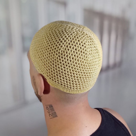 Bonnet de bonnet de crâne en maille au crochet pour hommes qui perdent des  cheveux Kippa respirante extensible à l'alopécie Hommes chauves cadeau Kufi  Yarmulke Chemo Sleep bonnet de nuit -  France