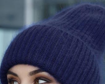 POESIE DAME☆[Life PORTRAIT] Angora knit hat Hilary Angora Rex Whipstitch Knit Hat – glamourpussnyc