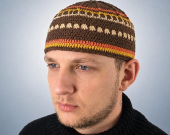 Crochet Mens Beanie Skullcap Above Ear Jazz Kufi Hat Gift for