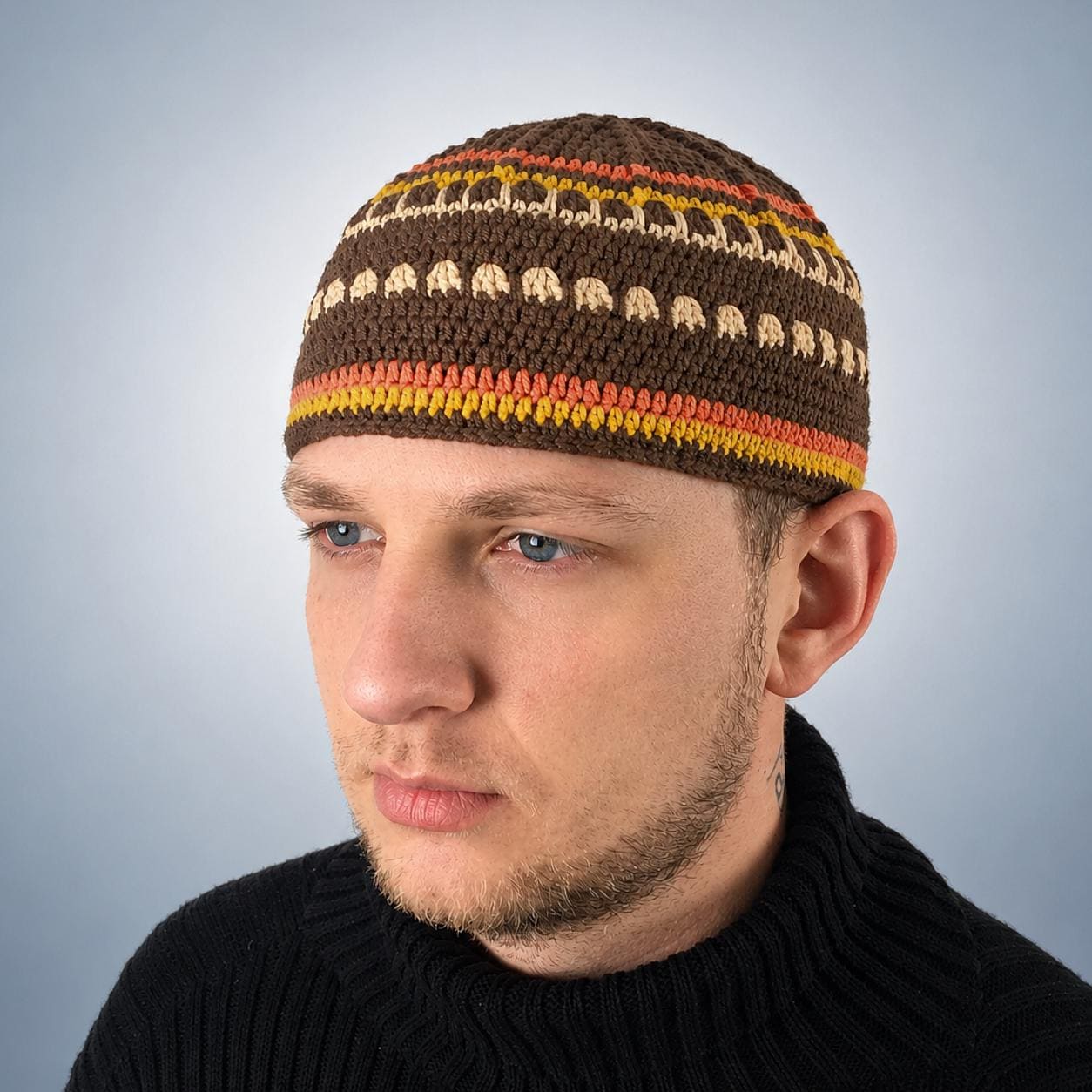 Crochet Mens Beanie Skullcap Above Ear Jazz Kufi Hat Gift for