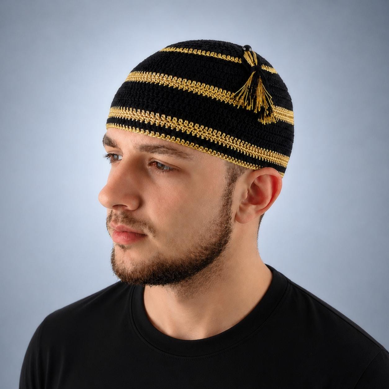 Handmade Tassel Kufi Hat Muslim Prayer Cap Fisherman Beanie Modern