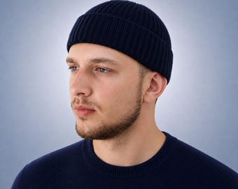 Berretto da pescatore in lana / Cappello da marinaio lavorato a maglia / Berretto invernale da uomo / Berretto corto / Regalo di Natale per uomo