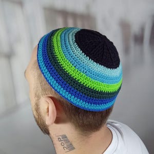 Handmade Cotton Knit Kippah: Large Yarmulke for Jewish Holidays