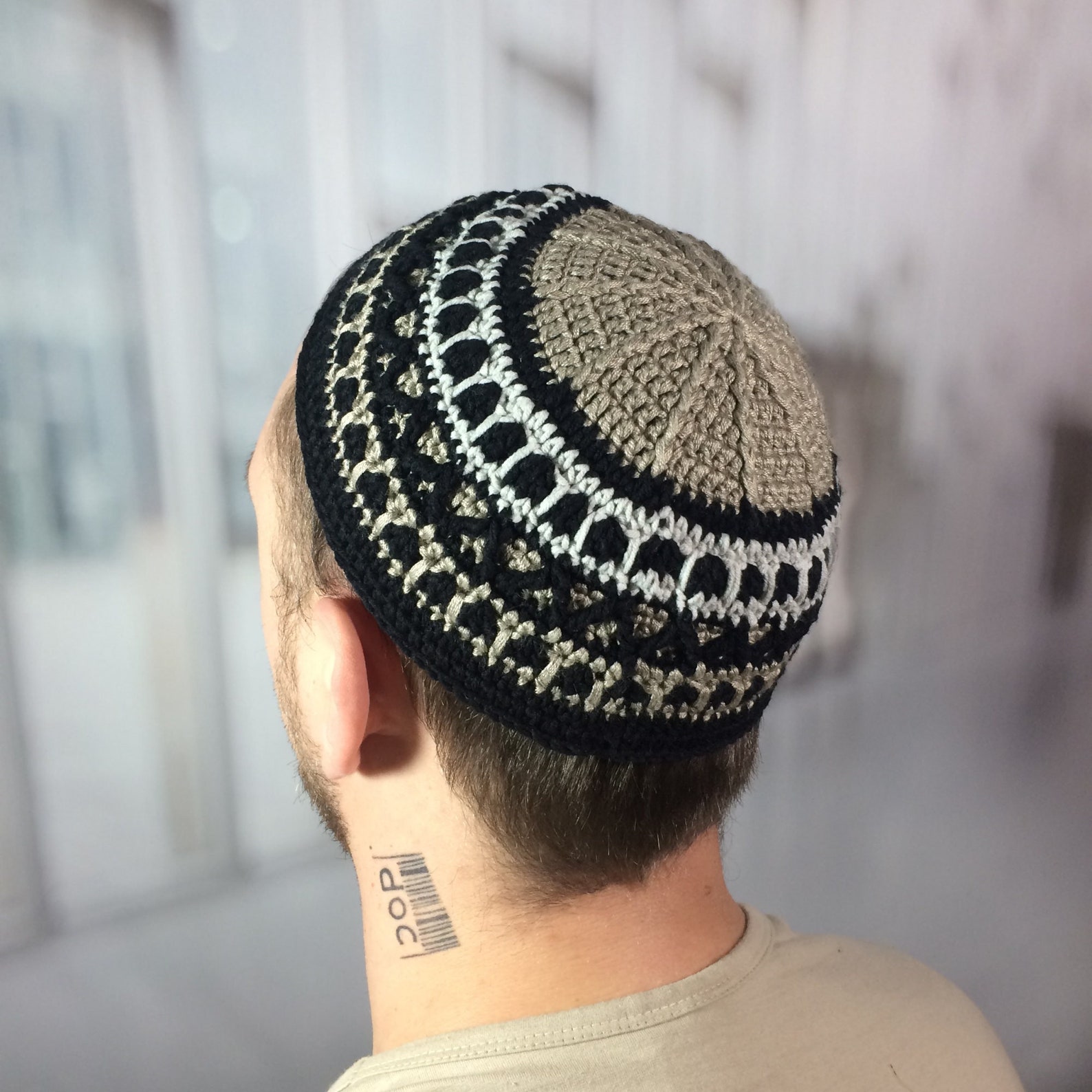 Large Custom Kippah Kippot Vs Yarmulke Magen David Jewish Knit Etsy